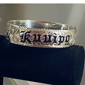 15mm Hawaiian Sterling Silver Bangle Bracelet  Ku'uipo Plumeria Hawaii Jewelry